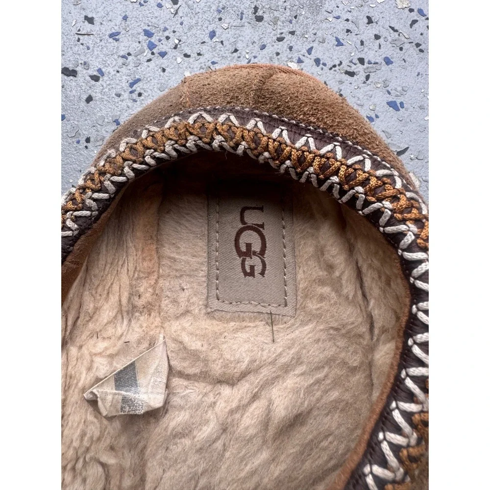 UGG Australia Men's Size 8 Brown Suede Shearling Slippers Style 5950
